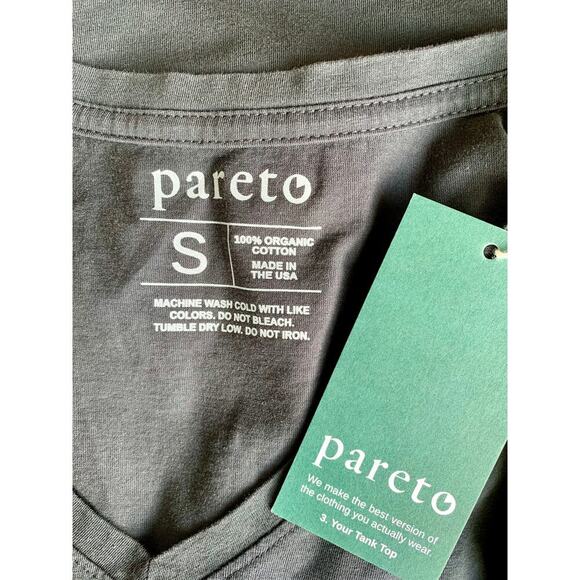 Pareto Your Tank Top in Classic Black Small Pullover Knit Cotton Summer V-Neck - Picture 4 of 4